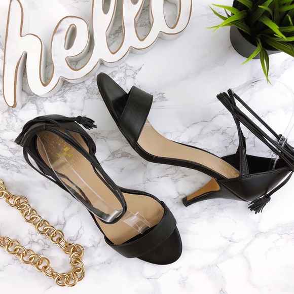 Vince Camuto Shoes - VINCE CAMUTO Mariya Black Leather Ankle Sandal